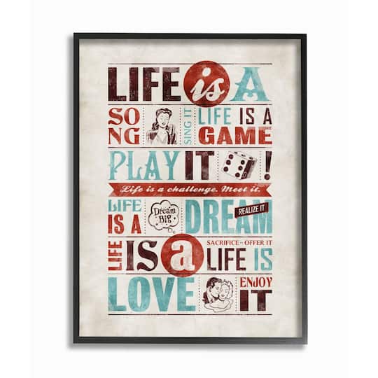 Stupell Industries Life Is A Song Wall Art in Black Frame